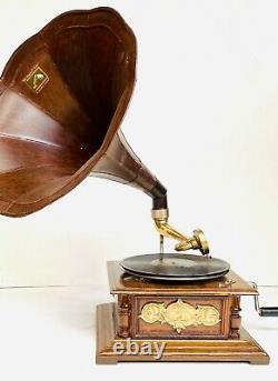 Vintage HMV Antique Old Machine Wooden Collectible Gramophone / Phonograph BG 03