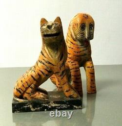 Vintage Indian Wooden Toys. Bengal Tiger. Wonderful Patination. New Old Stock