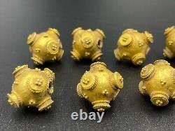 Vintage Jewelry Antique Ancient Mesopotamian Old Gold Beads From Roman's Time