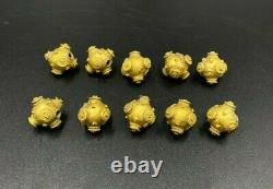 Vintage Jewelry Antique Ancient Mesopotamian Old Gold Beads From Roman's Time