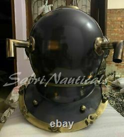 Vintage Marine Boston Diving Scuba SCA Divers US Navy Mark V Old Brass Helmet