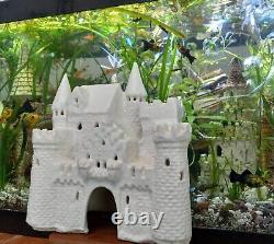 Vintage Old Antique Aquarium Fishbowl Large White Terracotta Clay Ceramic Castle
