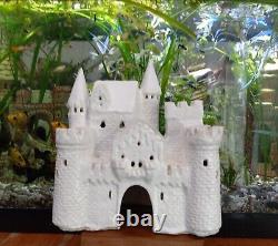 Vintage Old Antique Aquarium Fishbowl Large White Terracotta Clay Ceramic Castle