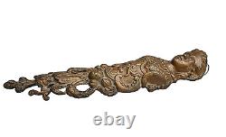 Vintage Old Antique Beautiful Tribal Girl Embossed Brass Door Handle, Collectible