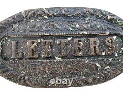 Vintage Old Antique Embossed Word LETTERS Brass Door Litter Box Collectible