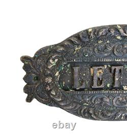 Vintage Old Antique Embossed Word LETTERS Brass Door Litter Box Collectible