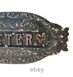 Vintage Old Antique Embossed Word LETTERS Brass Door Litter Box Collectible