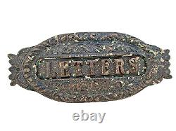 Vintage Old Antique Embossed Word LETTERS Brass Door Litter Box Collectible