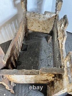 Vintage Old Antique Fire Basket Grate Box Log Fireplace 1900s cast iron Grandeur