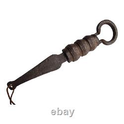 Vintage Old Antique Iron Rare Tricky Push System Very Long Big Pad Lock & Key