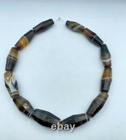 Vintage Old Antique Jewelry Trade Banded Agate Pendant Necklace 17th Century