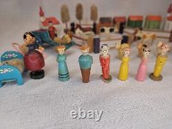 Vintage Old Antique Made in Germany Wooden Figurines 1 to 2 Figures Houses