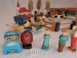 Vintage Old Antique Made in Germany Wooden Figurines 1 to 2 Figures Houses