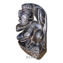 Vintage Old Antique Rare Black Stone Fine Hand Carved God Ganesh Figure / Statue