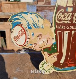 Vintage Old Antique Rare Coca Cola Cold Drink Adv. Porcelain Enamel Sign Board