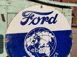 Vintage Old Antique Rare Ford Service Ad Porcelain Enamel Sign Board Collectible