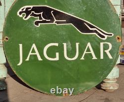 Vintage Old Antique Rare Jaguar Car Adv. Porcelain Enamel Sign Board Collectible