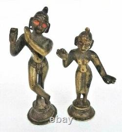 Vintage Old Antique Rare Radha Krishna Brass Hindu God & Goddess Figure / Statue