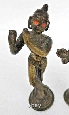 Vintage Old Antique Rare Radha Krishna Brass Hindu God & Goddess Figure / Statue