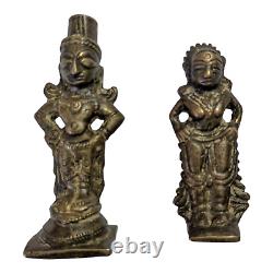 Vintage Old Antique Rare South Indian Brass Hindu God & Goddess Figure / Statue