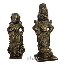 Vintage Old Antique Rare South Indian Brass Hindu God & Goddess Figure / Statue