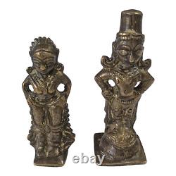 Vintage Old Antique Rare South Indian Brass Hindu God & Goddess Figure / Statue