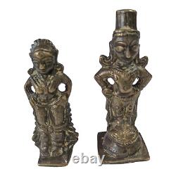 Vintage Old Antique Rare South Indian Brass Hindu God & Goddess Figure / Statue