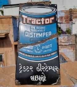 Vintage Old Antique Rare Tractor Distemper Paint Ad. Porcelain Enamel Sign Board