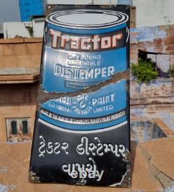 Vintage Old Antique Rare Tractor Distemper Paint Ad. Porcelain Enamel Sign Board