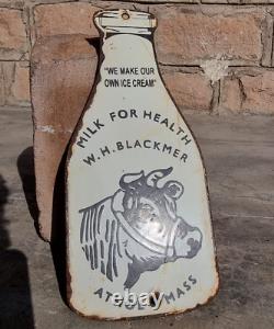 Vintage Old Antique Rare W. H. Blackmer Milk Bottle Porcelain Enamel Sign Board