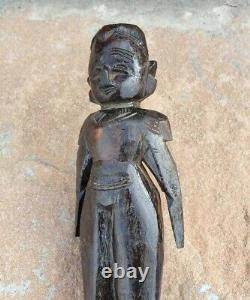 Vintage Old Antique Rose Wood Hand Made Rare Marapachi Bommai Doll figure Statue