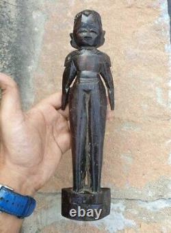 Vintage Old Antique Rose Wood Hand Made Rare Marapachi Bommai Doll figure Statue