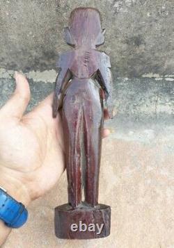 Vintage Old Antique Rose Wood Hand Made Rare Marapachi Bommai Doll figure Statue