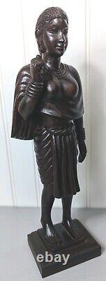Vintage Old Antique Rosewood Fine Hand Carved Wooden Tribal Lady Figure / Statue