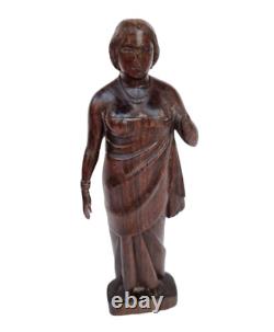 Vintage Old Antique Rosewood Fine Hand Carved Wooden Tribal Lady Figure / Statue