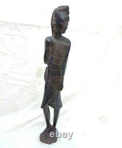 Vintage Old Antique Rosewood Fine Tribal Hand Carved Wooden Woman Figure Statue