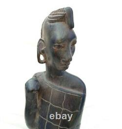 Vintage Old Antique Rosewood Fine Tribal Hand Carved Wooden Woman Figure Statue