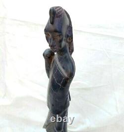 Vintage Old Antique Rosewood Fine Tribal Hand Carved Wooden Woman Figure Statue