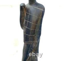 Vintage Old Antique Rosewood Fine Tribal Hand Carved Wooden Woman Figure Statue