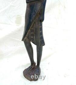 Vintage Old Antique Rosewood Fine Tribal Hand Carved Wooden Woman Figure Statue