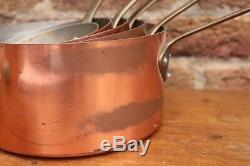 Vintage Old Antique Set of 5 Copper Saucepans Pots. Kitchenalia #33