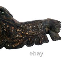 Vintage Old Antique Wooden Hand Carved Rare Sleeping Buddha Figure / Statue