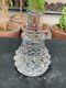 Vintage Old Handcrafted Crystal Cut Clear Glass Scent Perfume Bottle Without Lid
