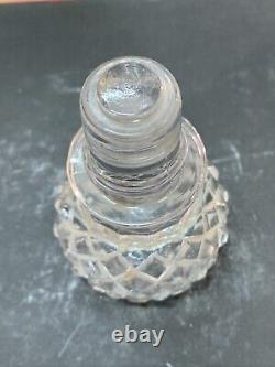 Vintage Old Handcrafted Crystal Cut Clear Glass Scent Perfume Bottle Without Lid