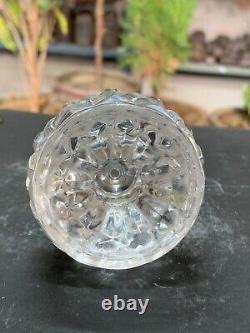 Vintage Old Handcrafted Crystal Cut Clear Glass Scent Perfume Bottle Without Lid