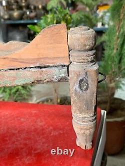 Vintage Old Handcrafted Rustic Wooden Four Legged Hindu God Idol Worship Throne