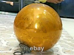 Vintage Old Original Antique Rare Big Round Glass Christmas Kugel / Ornament