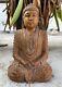 Vintage Old Rare Hand Carved Wood Hindu Jain Mahaveer Buddha Meditation Statue