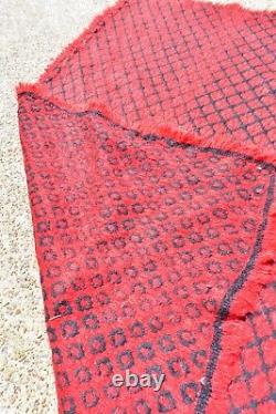 Vintage Old Scandinavian Thick Wool Blanket Rug Textile Weaving Reversible