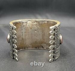 Vintage Old Silver Mid Century Silver Bangle With Agate Stone